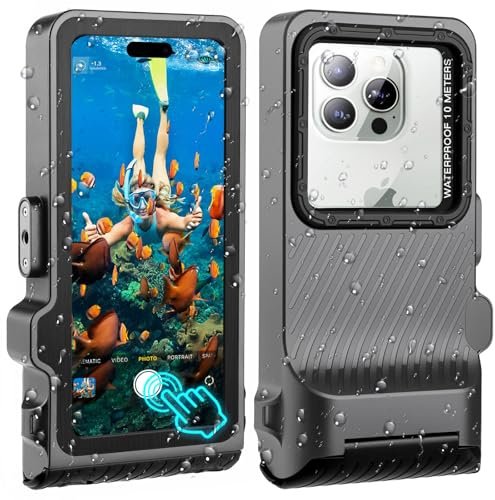 ZLiME Custodia Impermeabile 7,0 Pollici per Cellulare Subacquea per Nuoto - Compatibile con iPhone 16e 16 16 Pro 15 15 Pro 14 Pro Samsung S25 S24 S23 (Black Gray)