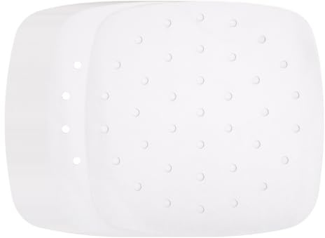 sourcing map 100pcs Air Fryer Liners 8.5 Inch Square Bamboo Steamer Liners with Holes Non-Stick Perforated Parchment Paper Sheets Disposable Steamer Paper for Air Fryers Steaming Basket, White