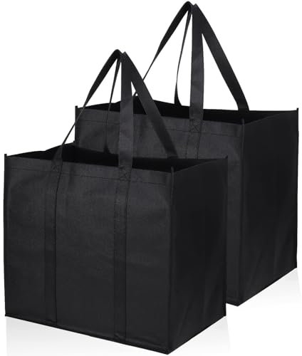 JOOTUEPO Einkaufstasche Faltbar, 2 Stück Große Wiederverwendbare Einkaufsbeutel, 41 x 33 x 26 cm Einkaufstasche mit langem Henkel, Tragetasche mit Henkel für Einkaufen und Travel Outdoor Camping