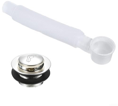 Set di scarico per vasca da bagno con sifone di scarico troppopieno, struttura in ottone e plastica per un drenaggio efficiente