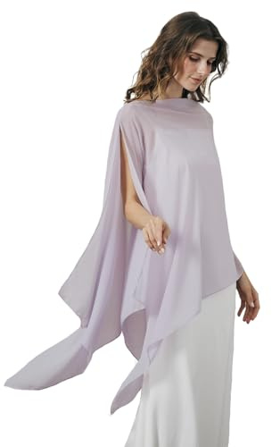 BEAUTELICATE Women’s Chiffon Shawl Wrap Elegant Cape Capelet Lightweight Sheer Top Beach Cover Up For Summer Daily Wedding Evening Bride bridesmaid Mother of Bride,Lilac