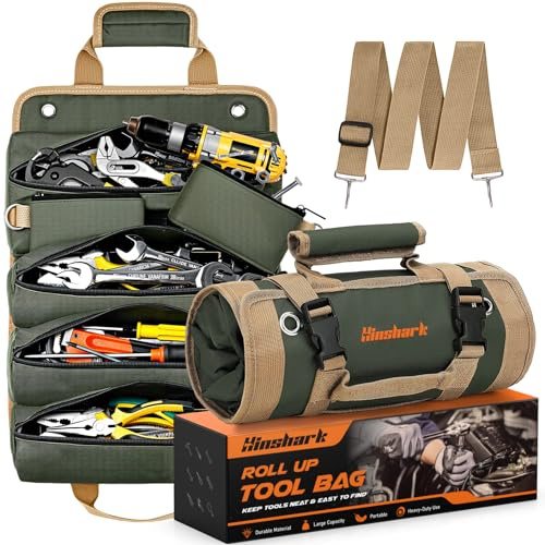 Hinshark Gifts for Men, Heavy Duty Roll Up Tool Bag Gifts for Fathers Day from Daughter Son, Mens Gifts for Him Dad Birthday Gadgets Tools Gifts for Men, Gifts for Fathers Day Presents for Grandad Dad