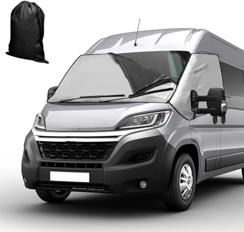 Couvre-pare-brise avant pour Peugeot Boxer, Citroen Jumper, Fiat Ducato X250/290 de 2006 à 2025, en tissu Oxford 210D épais détachable, protection solaire anti-gel, anti-poussière