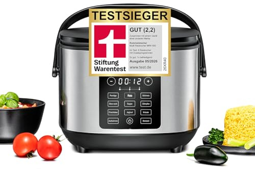 ROMMELSBACHER Multi Reiskocher MRK 650, 12 Programme, 24 Stunden Startzeitvorwahl, 3-D Heiztechnologie, energiesparend, keramische Beschichtung, PFAS-frei, 2 Liter Nutzvolumen, für 10 Portionen Reis