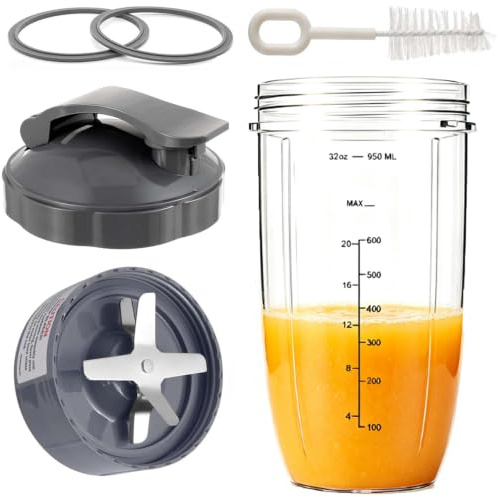 cddcwz 5 piezas de repuesto para batidora | cuchilla extractora y taza de vaso de 950ml para | 600 W y 900 W, incluye 1 tapa abatible para llevar y 2 juntas de goma