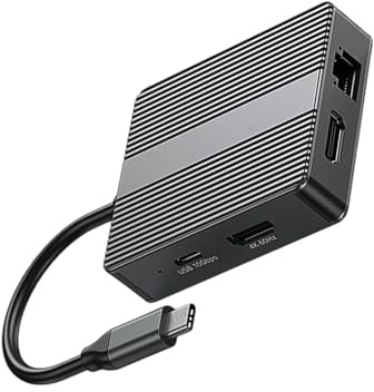 Oxtxuzdm USB C Extender Aluminum Dock 4K 60Hz 2xUSB3.2+Ethernet Fast Charging Converter For PC/Tablet Aluminum Docking Station