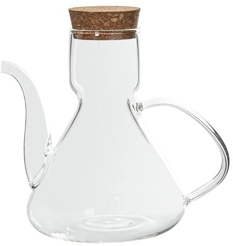 DRW Huilier en Verre Borosilicate de 500 ML avec Bouchon en liège Transparent 15,5 x 12 x 12 cm