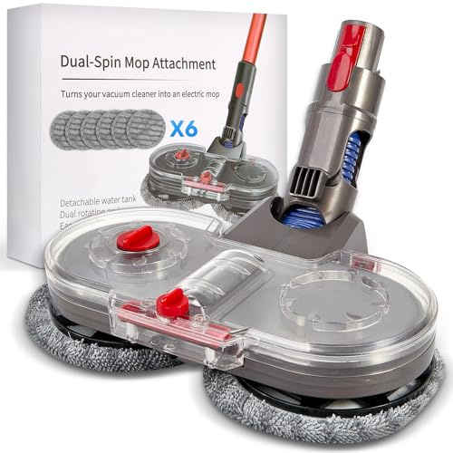 Testa di Mocio Elettrico per Dyson V7/V8/V10/V11/V15 | Spazzola Lavapavimento con Serbatoio Rimovibile e 6 Panni Lavabili | Compatibile con Aspirapolvere Dyson