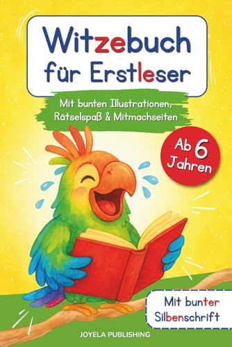 Witzebuch für Erstleser: Lustige Kinderwitze in farbiger Silbenschrift mit Rätseln & vielen, bunten Illustrationen für Kinder ab 6 Jahren (1. Klasse Lesenlernen)