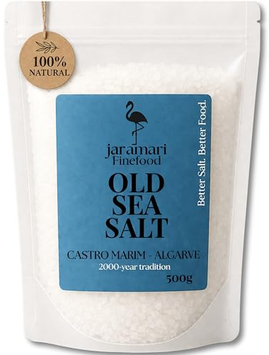 jaramari® Old Sea Salt 500g – traditionelles grobes Meersalz aus Portugal | naturbelassen & unraffiniert | mineralreiches Atlantik-Meersalz | ideal zum Kochen, Würzen & Marinieren