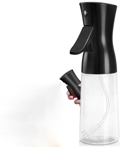Ultrafeiner Nebelsprüher, Haarsprühflasche mit Dauerhaftem Sprühstrahl | Wasserzerstäuber für Hairstyling, Salons, Reinigung, Pflanzenpflege | Geeignet für ätherische Öle - 200 ml (6,8 oz) - Schwarz