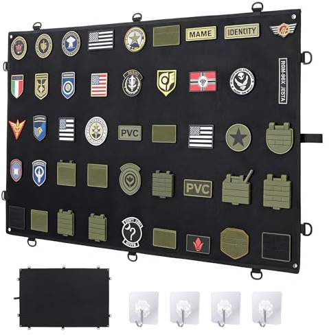 ComPDCVD Panel de exhibición parches tácticos 110x70cm Tablero de Exhibición de Parches de Táctico pantalla táctica pantalla de pared de nailon Oxford con ojales para distintivos estampillas y parche