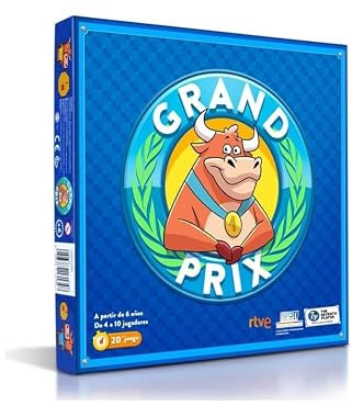 Juego de mesa Grand Prix - Con 6 Pruebas, 400 preguntas y 80 accesorios - De 4 a 10 Jugadores - Portátil - Para Adultos y Niños a Partir de 6 años - Juego Familiar por Equipos - 20 Minutos por Partida