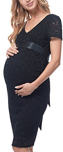 Be Mammy Mammaklänning för Dam Kortärmad med Omvårdnadsfunktion BE20-172 (Svarta Prickar, L)