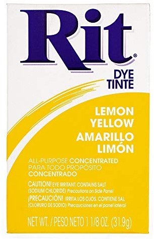 All-Purpose Concentrated Dye Powder – Package Displays Approximate Color on 100% White Cotton – Dyes 1 Pound Dry Weight Fabric (Lemon Yellow)