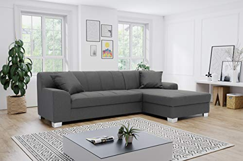 DOMO. collection Divano ad angolo Capri a forma di L con funzione di sonno, divano ad angolo, divano letto 239 x 152 x 75 cm (larghezza x profondità x altezza), grigio scuro
