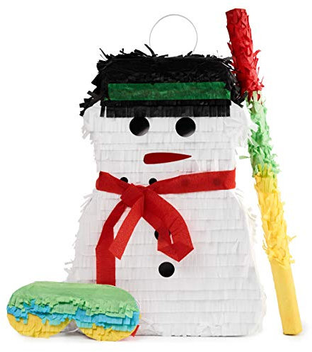 The Twiddlers - Christmas Snowman Piñata with Pinata Stick & Blindfold, Xmas Fun Party Toy Games