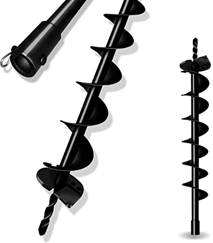 LONGRUN Earth Auger Drill Bit, 20mm Inner Shaft Head Garden Auger Bit Post Hole Digger, Fence Hole Digger Solid Spiral Augers for Planting Trees -10 x 80cm