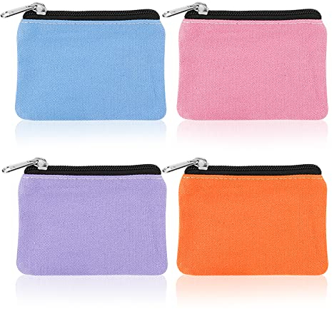 Molain HWOD Coin wallet, Acrylic, Kleine Geldbörse aus Segeltuch, 4 Stück, tragbare Mini Geldbörse Münztasche mit Reißverschluss Damen Münztasche Mini Geld für Damen Kreditkarten Ausweise Schlüssel