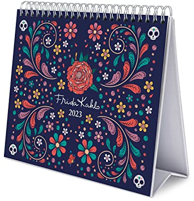 Grupo Erik skrivbordskalender 2023 – Frida Kahlo kalender 2023 bordskalender – bordskalender 2023 liggande format – bordskalender 2023 att ställa in – FSC-certifierad – officiell licens