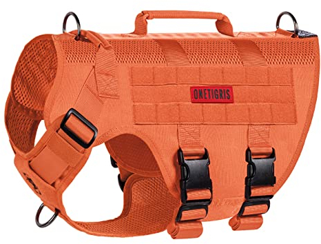 OneTigris No-Pull Hundegeschirr, AIRE MESH Einstellbar Sicherheitsgeschirr Ultra Atmungsaktiv für Große/Mittlere Hunde Brustgeschirr Hundeharness mit 2 Griffe Hundeweste