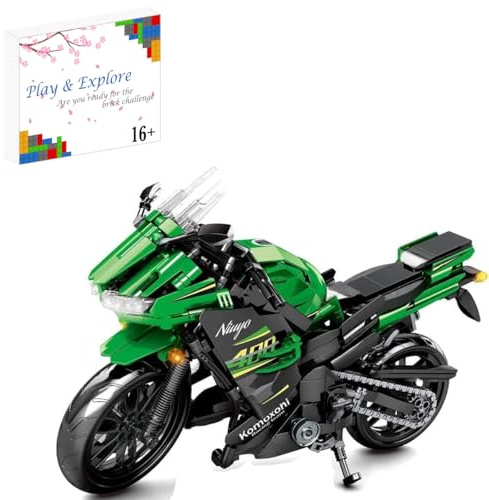 CIJINAY Kit di blocchi di costruzione per moto Kawasaki Ninja 400, 912 pezzi, set da costruzione per moto, giocattolo da costruzione per modellini Superbike, regalo per adulti, compatibile con le
