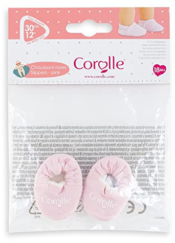 Corolle 9000110920 - Dockkläder, Tofflor, 30 cm - Rosa Tofflor från Corolle, Passar alla 30 cm Dockor, Från 18 månader