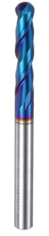 sourcing map Tapered Ball Nose End Mill CNC Router Bit, 1/8 Radius 1/4 Shank Solid Carbide Nano Coated Upcut Spiral 2 Flutes Cutter Milling Tool, 1/4 Dia 3 Total Length