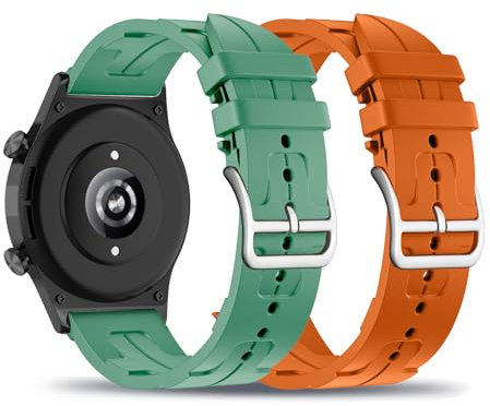 2 Stück Silikon Armbänder für Honor Watch GS 3/ Magic Watch 2 46mm Armband, Weiches mit Verstellbare Metallschnalle aus Edelstahl Sport Ersatzarmband mit Honor Watch GS 3/ Magic Watch 2 46mm (6)