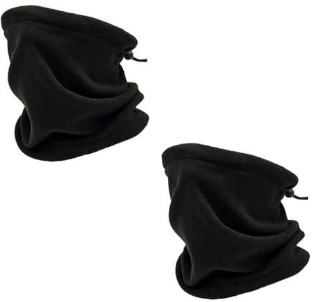 Cache-Cou Col Nez Hiver, Hiver Polaire Cache-cou, Cache Cou Tubulaire D'hiver, Cache-cou Tricoté Homme Et Femme, Cache Cou Polaire Chaude Moto Ski, Multifonctionnelle Tubulaire Écharpe, Noir, 2pc
