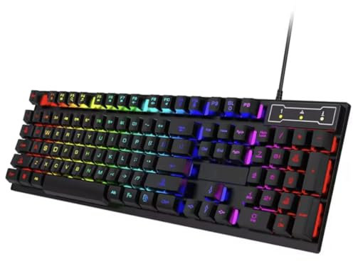 Generico Tastiera Gaming RGB da gioco, USB, Anti-ghosting, Tastiera Retroilluminata LED Keyboard USB per PC/Computer/Laptop - Nero