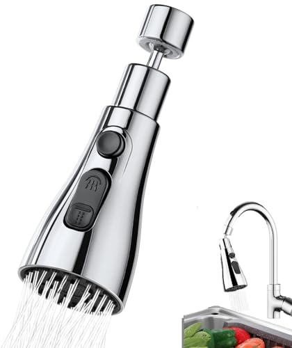 Kitchen Spray Head, 360° Swivel Spout, Tap Adapter for Sink, Spray Faucet Attachment with 3 Modes, Replacement Aerator, Adapter Accessories, G1/2