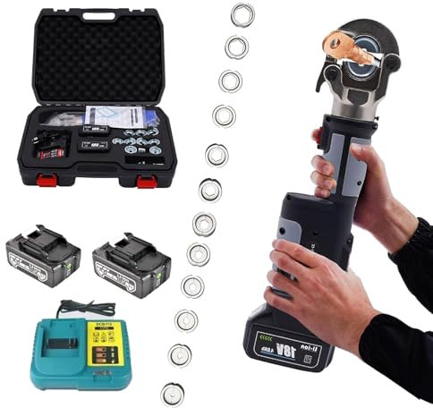 Alicates para Crimpar Terminales De Cables HidráUlicos EléCtricos, Herramienta De Prensado Profesional, Kit De Crimpadora De Cables Y Fibras, con RotacióN Flexible De 180°,Gray