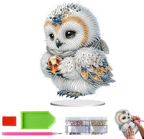 YMXZNB Diamond Painting Eulen Deko 5D Diamant Painting Aufsteller Tiere DIY Tischdeko Bastelset Erwachsene Kinder,Diamantmalerei Kunst Set,für Anfänger Festliches Geschenk Hausgeschenk