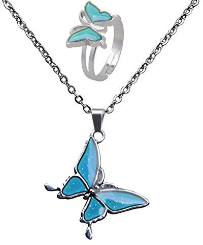 OEUVREBY El anillo de estado de ánimo en forma de mariposa puede cambiar el color y es ajustable de las decoraciones