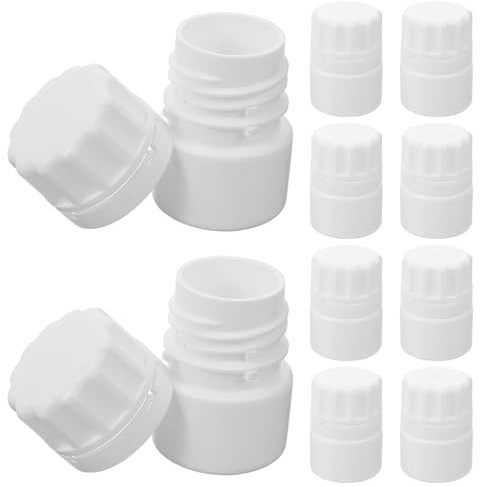 RUNROTOO Flaconi Porta Pillole in Plastica Pe da 20 G, Set da 10 Contenitori Rotondi per Compresse, Bottiglie Portatabietti Ricaricabili per Conservazione Sicura Farmaci da Viaggio
