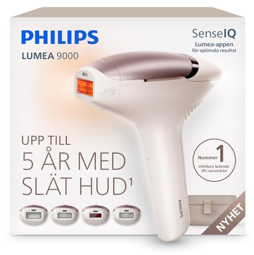Philips Lumea 9000 IPL-hårborttagningsenhet – långvarigt slät hud, professionellt alternativ till laserhårborttagning, medicinskt säker, 4 tillbehör för kropp, ansikte, bikini och armhålor, BRI981/00