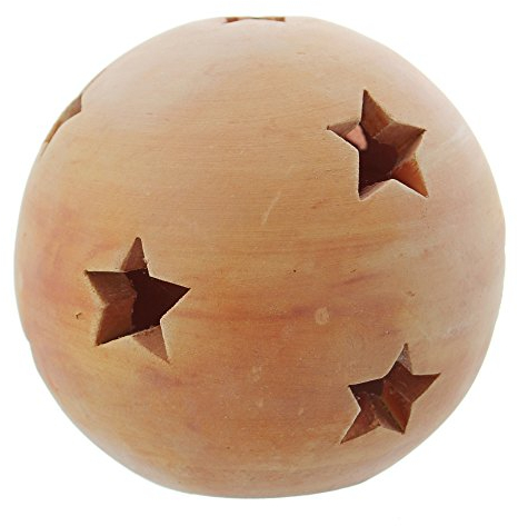 FRANK FLECHTWAREN Terracotta Kugel Sterne, groß Ø 30 cm