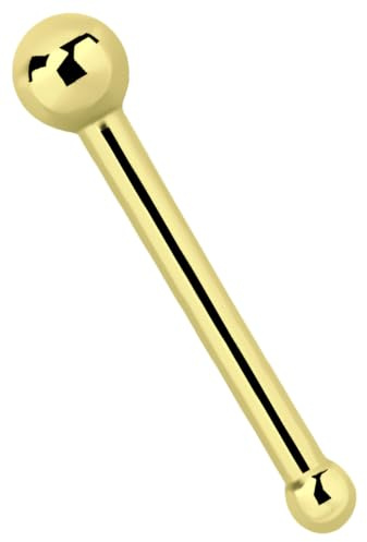 Piercing 316l Stahl Nasenstecker mit Kugel, Stabstärke 0,8 mm mit Stopper, wählbar