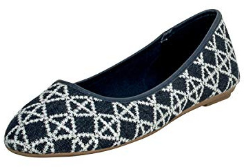 Fitters Footwear That fits dam ballerina jessica jeans ballerina med mönster broderad storlek (EU,), - marinblå - 44 EU