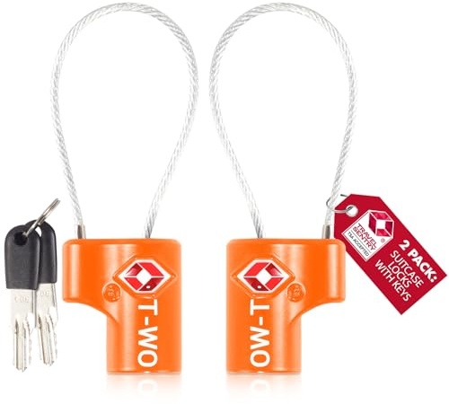 OW-Travel TSA-godkända Kabellås Hänglås (Orange 2-pack) Resväskelås med nycklar. Kraftiga hänglås med resväska med zinklegering med nyckellås för bagage, väska, fodral, ryggsäck, gymskåp