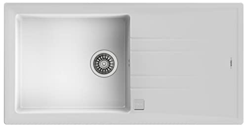 TEKA Fregadero Encastrado 1 Cubeta Granito Reversible con Escurridor, Profundidad 200mm, Desagüe Automático, Mueble 60cm, Stone 60-TG 1C 1E