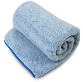 Couverture légère en laine de mérinos 100% laine, marquée laine idéale pour un cadeau (bleu, 70 x 100 cm)