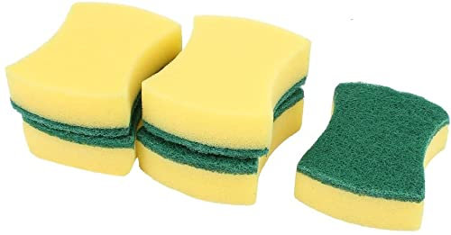 XYZOOM Scouring Pads Non-Scratch Scouring Sponge Scrub Pads Scourer Kitchen Bowl Dish Cleaning Pad 5 Pcs Yellow Green(1ec87 0f5f2 d1f2c 35c8f 3e067 71fb1