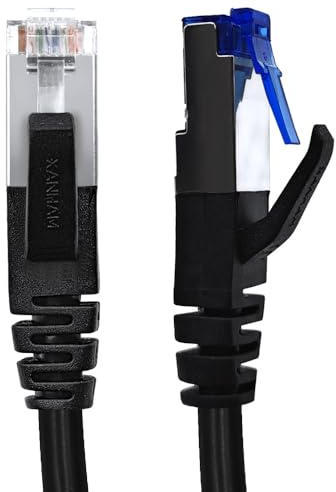 XANHAM Cable Ethernet cruzado Cat6 blindado de 10 pies T-568A a T-568B RJ45 macho a macho, cable de conexión LAN de red, color negro