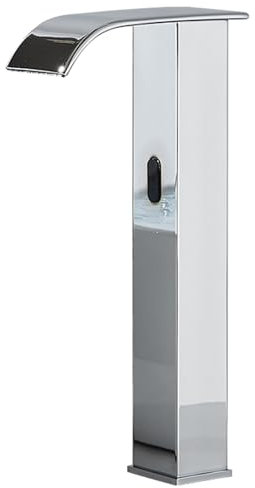 XJTNLB Sensor Taps for Wash Basin Waterfall Taps for Bathroom Basin Hot and Cold Bathroom Taps Infrared Basin Tap Brass Battery Powered,Chrome,Tall Basin Taps