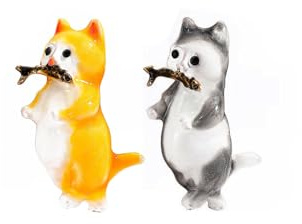 LAKYMIE 2 Stück Brosche Damen Anstecknadel Broschen Katze und Fisch Brosche Pin Anstecknadeln für Pullover Schals Kleider Anzüge Rucksäcke Taschen Geschenk