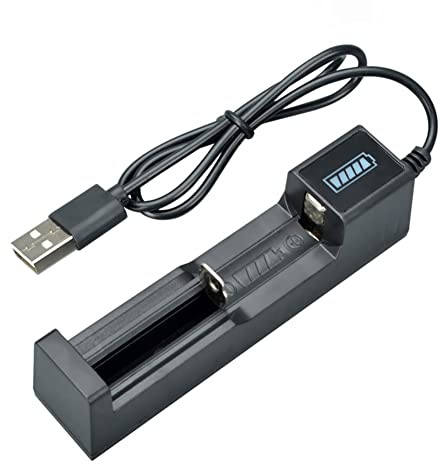 FYOBOT Cargador de BateríA USB 1 Ranura Cargador de BateríA de Litio Recargable de Carga RáPida Universal para 18650 26650 14500 16340