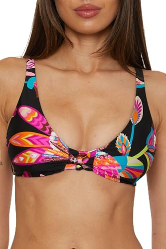 Trina Turk Luminary - Women's Knot Halter Bikini Top, Floral Print, Adjustable, Tie Back, Swimwear Separates for Women, Multicolor, 8