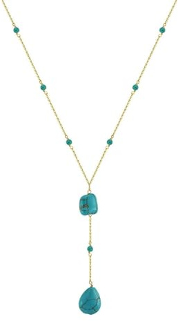 HeyMeili Halsband Halskette Gold Lange Anhänger Türkis Halskette für Frauen Handgemachter Perlenhalskettenschmuck